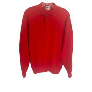 V2 By Versace Red Lana Wool Henley Collared Men/Unisex Sweater Sz M